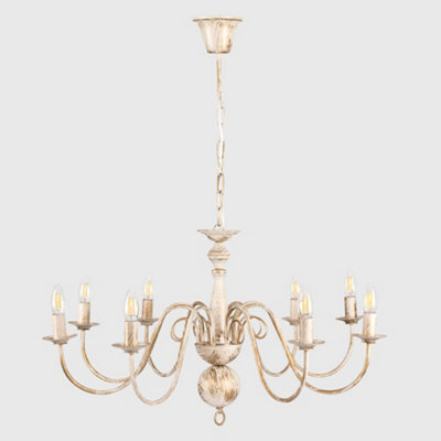 ValueLights Traditional Style 8 Way White Distressed Ceiling Light Chandelier Fitting