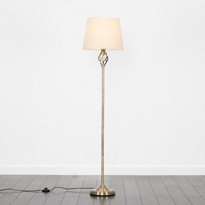 Antique brass barley twist floor outlet lamp