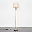 ValueLights Traditional Style Antique Brass Barley Twist Floor Lamp With Beige Light Shade