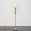 ValueLights Traditional Style Antique Brass Double Twist Floor Lamp With Beige Shade