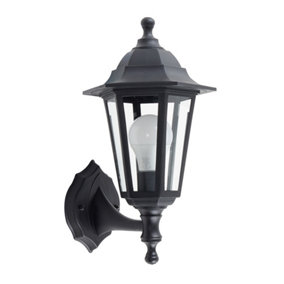 ValueLights Traditional Style Black Outdoor Security IP44 Rated Wall Light Lantern - Complete with 1 x 6w LED ES E27 Bulb