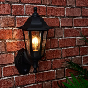 ValueLights Traditional Style Black Outdoor Security PIR Motion Sensor IP44 Rated Wall Light Lantern