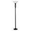 ValueLights Traditional Style Satin Black Barley Twist Floor Lamp With Frosted Shade