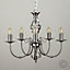 ValueLights Traditional Style Satin Nickel Barley Twist 5 Way Ceiling Light Chandelier