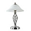 ValueLights Traditional Style Satin Nickel Barley Twist Table Lamp With Frosted Shade