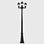 ValueLights Traditional Victorian Style 2.2m Black 3 Way IP44 Rated Wired Outdoor Garden Lamp Post Light