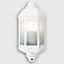 ValueLights Traditional White Aluminium IP44 Rated PIR Motion Sensor Outdoor Garden Wall Lantern