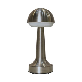 ValueLights Troy Integrated LED Rechargeable Mood Light Wireless Portable Silver Satin Touch Table Lamp