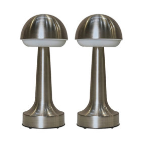 ValueLights Troy Pair of Satin Nickel Outdoor Table Lamp