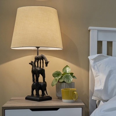 ValueLights Tulo Stacked Animal Black Table Lamp
