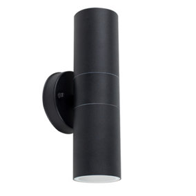 ValueLights Up Down Black Outdoor Garden Stainless Steel Wall Light