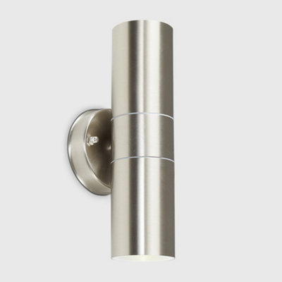 ValueLights Up Down Silver Stainless Steel Outdoor Security Wall Light