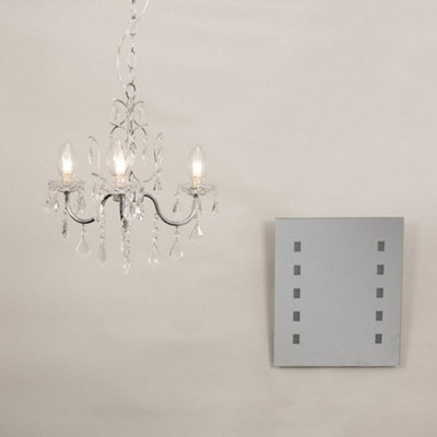 ValueLights Varuna Glass Droplet IP44 Rated Bathroom Chandelier Ceiling Light with LED Bulbs