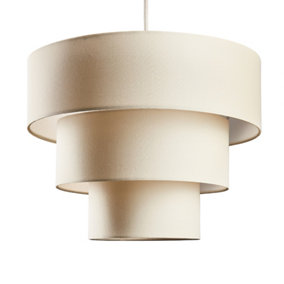 ValueLights Vermont Cream Ceiling Pendant Shade and B22 Spiral Fluorescent 30W Cool White 6500K Bulb