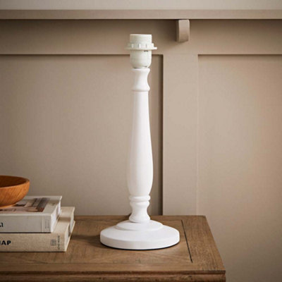 ValueLights Victoria Traditional White Wood Candlestick Table Lamp Base