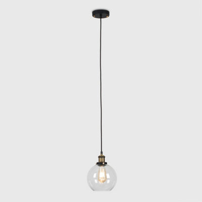 ValueLights Vintage Black And Gold Ceiling Pendant And Clear Glass Globe Arco Drop Down Light Shade