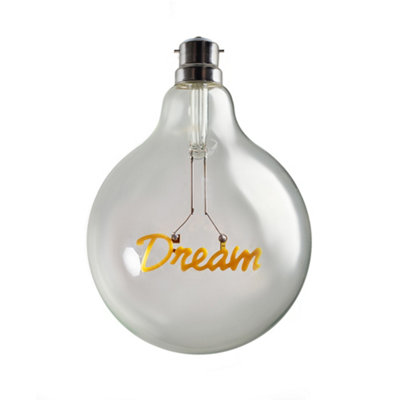 ValueLights Vintage Style 2w LED BC B22 Bayonet Cap Word Script Dream Design Clear Light Bulb - Dream