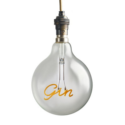 ValueLights Vintage Style 2w LED BC B22 Bayonet Cap Word Script Gin Design  Clear Light Bulb - Gin