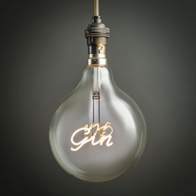 ValueLights Vintage Style 2w LED BC B22 Bayonet Cap Word Script Gin Design Clear Light Bulb - Gin