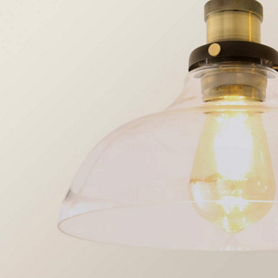 ValueLights Wallace Industrial 3 Way Black and Gold Ceiling Light Fitting with Glass Light Shades