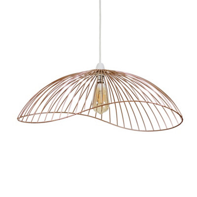 ValueLights Wavy Wire Design Easy Fit Ceiling Pendant Light Shade In Copper Metal Finish