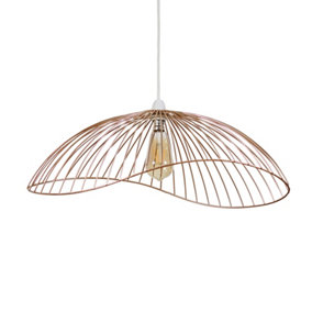 ValueLights Wavy Wire Design Easy Fit Ceiling Pendant Light Shade In Copper Metal Finish