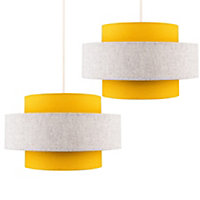 ValueLights Weaver Yellow Ceiling Pendant Shade and B22 GLS LED 10W Warm White 3000K Bulb