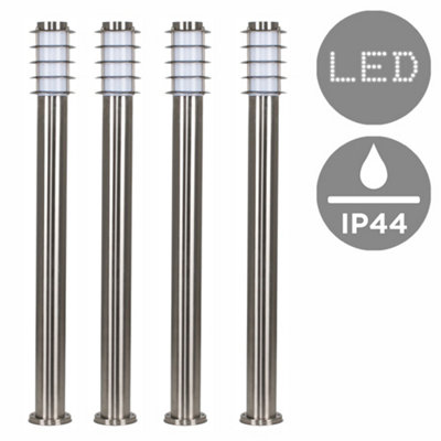 ValueLights Wharf 4 Pack Outdoor Stainless Steel Wired Bollard Lantern ...