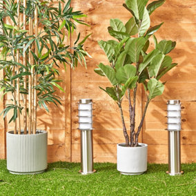 ValueLights Wharf Modern Outdoor Stainless Steel Bollard Lantern Light Post