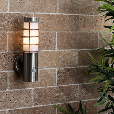 ValueLights Wharf Modern Silver Stainless Steel Outdoor Wired PIR Sensor IP44 Wall Light