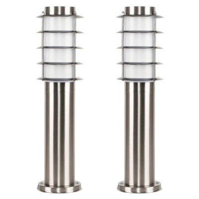ValueLights Wharf Pair of Modern Outdoor Stainless Steel Bollard ...