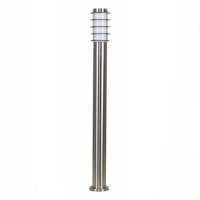 ValueLights Wharf Pair of Modern Outdoor Stainless Steel Bollard Lantern Light Posts