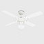 ValueLights White 42" Ceiling Fan with Light & Beech/White Reversible Blades - Complete with 1 x 4w LED ES E27 Golfball Light Bulb