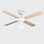 ValueLights White 42" Modern Ceiling Fan With Light And Beech White Reversible Blades