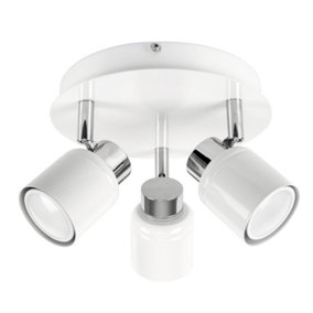 ValueLights White Bathroom Ceiling Bar Spotlight and GU10 Spotlight LED 5W Cool White 6500K Bulbs