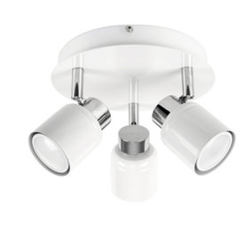 ValueLights White Bathroom Ceiling Bar Spotlight and GU10 Spotlight LED 5W Warm White 3000K Bulbs