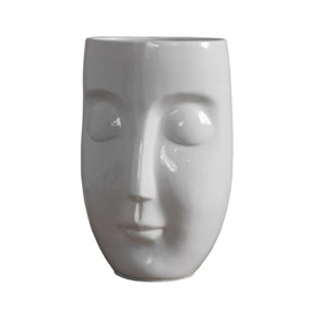 ValueLights White Bone China Sculpted Face Design Table Lamp