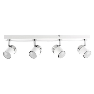 ValueLights White Ceiling Bar Spotlight and GU10 Spotlight LED 5W Warm White 3000K Bulbs