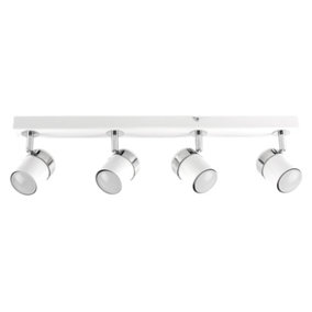 ValueLights White Ceiling Bar Spotlight and GU10 Spotlight LED 5W Warm White 3000K Bulbs