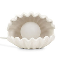 ValueLights White Ceramic Shell Shaped Clam Pearl Bedside Table Lamp Bedroom Light - Bulb Included