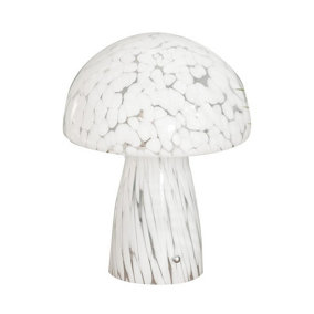 ValueLights White Confetti Glass Mushroom Table Lamp with Tapered Lampshade - Bulb Included
