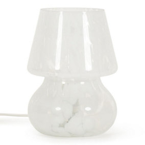 ValueLights White Confetti Glass Table Lamp Tapered Lampshade Bedside Light