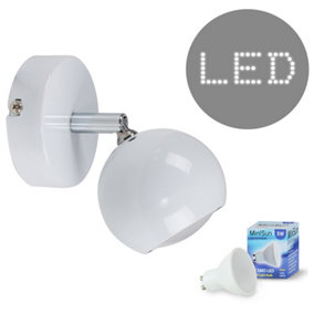 ValueLights White Indoor Wall Spotlight and GU10 Spotlight LED 5W Cool White 6500K Bulb