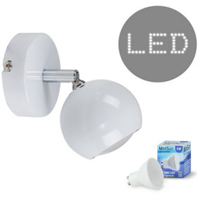 ValueLights White Indoor Wall Spotlight and GU10 Spotlight LED 5W Warm White 3000K Bulb