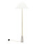 ValueLights White Marble Base Floor Lamp with a Linen Tapered Lampshade - Bulb Included