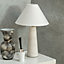 ValueLights White Marble Bedside Table Lamp with a Linen Tapered Lampshade - Bulb Included