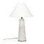 ValueLights White Marble Bedside Table Lamp with a Linen Tapered Lampshade