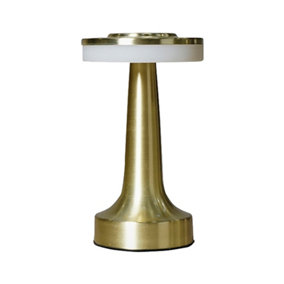 ValueLights Wireless Portable Brass Dumbbell Touch Table Lamp With Integrated Rechargeable LED Mood Light