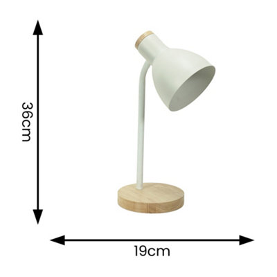 ValueLights Woody White Metal Dome Shade Wooden Base Desk Task Table ...