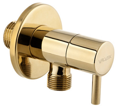 Valvex 1/2" x 3/8" Inch BSP Gold Colour Finished Brass Angled Water Valve Basin Sink